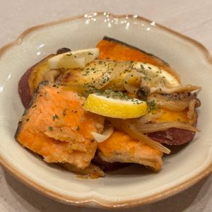 すじのこの作ってみた!投稿(秋鮭・れんこん・さつまいもの甘辛レモンペッパー)