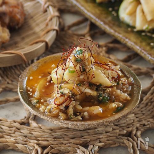 皮まで味わう、葱だく大根。
