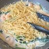 えびとほうれん草の豆乳クリームパスタの工程7