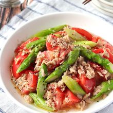 アスパラとトマトのさっぱりツナサラダ
