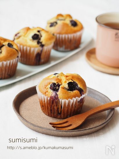 失敗ナシ！ホットケーキミックスとプリンのブルーベリーマフィン