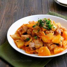【免疫力アップ応援】長芋と鶏肉のキムチマヨ炒め