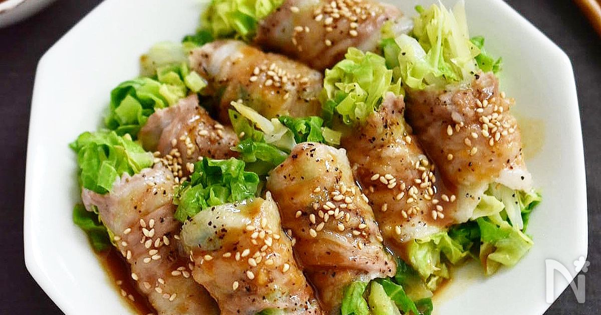 ＼レンジで５分／豚バラキャベツのみそだれ蒸し