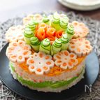 【明太寿司デコケーキ】ピンクでかわいい春色のお寿司
