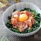 組み合わせ最高！激旨♡かつおのたたきとほうれん草のユッケ