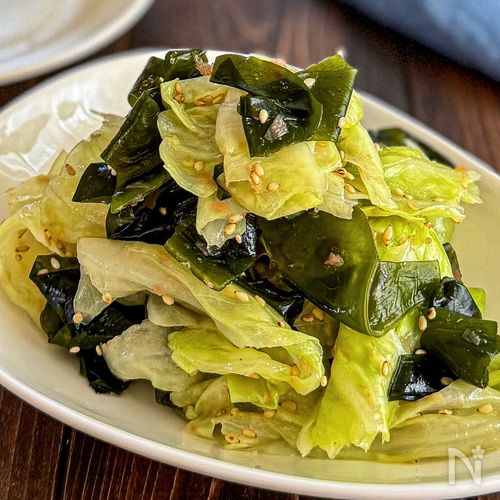 レンチン3分《キャベツとわかめのごま酢サラダ》