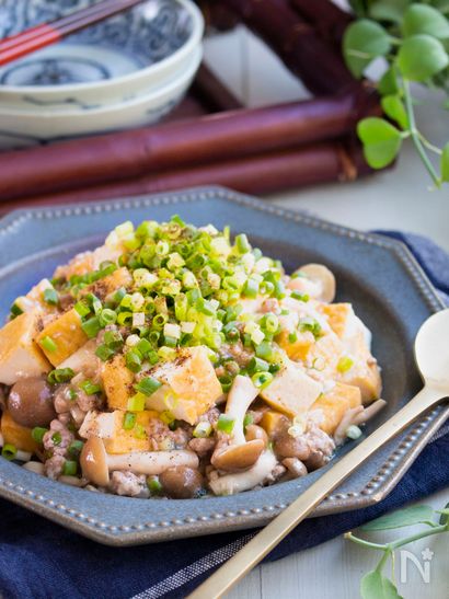 白だしだけで簡単おいしい♪和風な麻婆厚揚げ