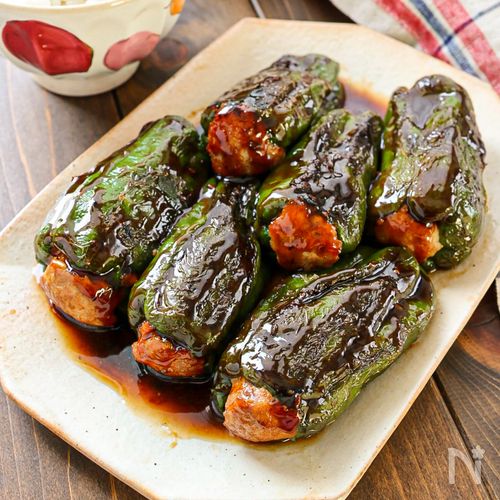 【まるごと!ピーマンの肉詰め】ピーマンじゅわっと食べ応えも♡