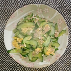 ハルサメの作ってみた!投稿(きゅうりとツナのふんわり卵のナンプラー炒め〜食材少なめ〜)