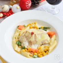 コーン缶丸ごと1缶×お肉で！子どもが喜ぶクリスマスのメイン