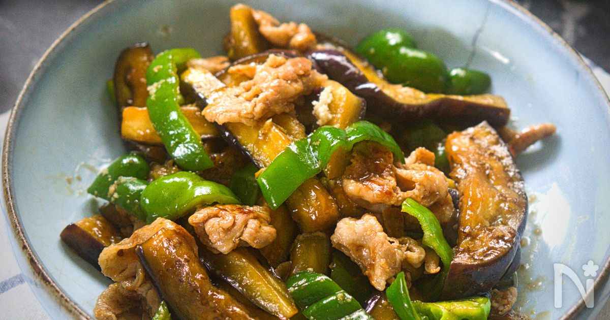 夏バテ対策♪レンジでオイル不使用！茄子と豚ばら肉の中華炒め