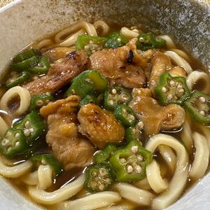 楽ラク手抜キッチン🐶🐾の作ってみた!投稿(【生姜味焼き鳥缶でぽかぽかうどん】体の芯まで温まる♪)