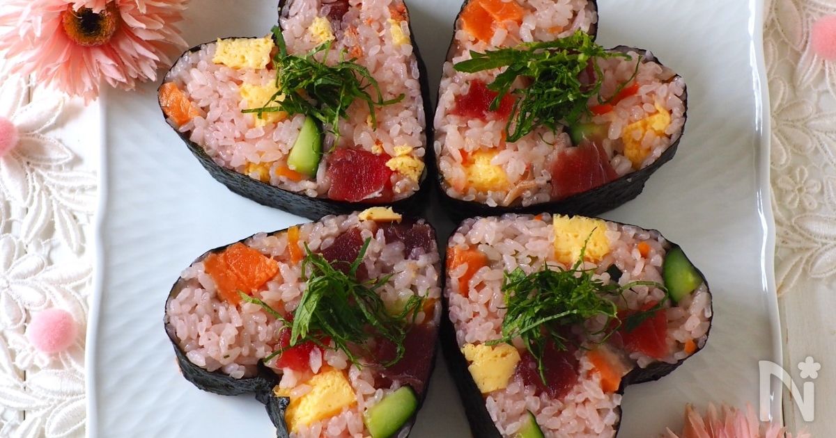 詰めるだけ！巻かずに出来る、ハート♥️ちらし太巻き
