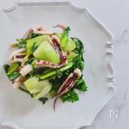 スルメイカとチンゲン菜の醤油炒め