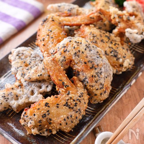 【手羽先のごまから】下味冷凍♪衣カリっと!冷めても旨い♡