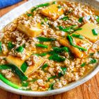 10分で爆速♪【ひき肉とニラ厚揚げのピリ辛とろとろ中華煮】