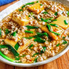 10分で爆速♪【ひき肉とニラ厚揚げのピリ辛とろとろ中華煮】