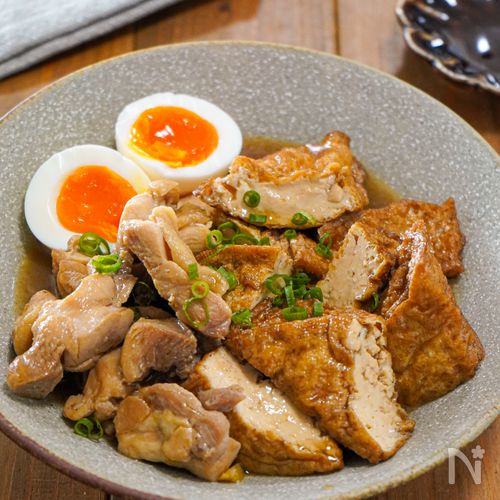 【厚揚げと鶏肉の甘辛しょうが醤油煮】味染み染み♡︎