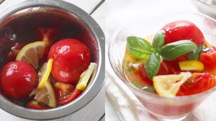 冷やしトマト 絶品】冷やしトマトのプロの技！湯むき＆旨だしで感動の一品に｜簡単