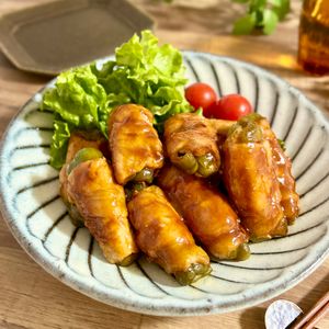 のりのり🐾🎀🤍の作ってみた!投稿(【肉巻きピーマンの濃厚甘辛ソース煮】絶品！ご飯がすすむ！)