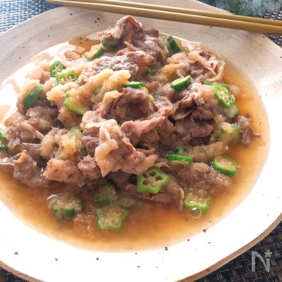 暑い日にぴったりのおかず♡牛こまの生姜風味さっぱりおろし煮