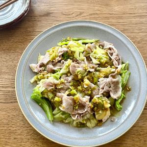 グリーンラテの作ってみた!投稿(レンチンらく旨レシピ♪ 　豚しゃぶ春キャベツ 香味ポン酢がけ)