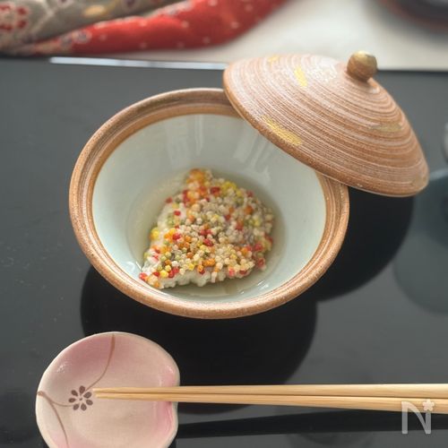 桜鯛の彩りあげ お出汁とともに
