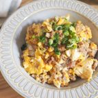 爆速10分！包丁まな板不要！【そぼろ豆腐の卵丼】