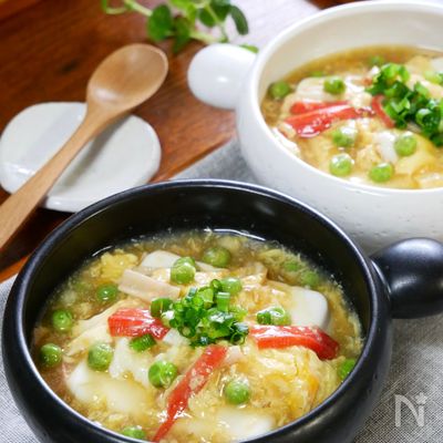 お豆腐ポン♪ふわふわ卵のカニ玉風あんかけ
