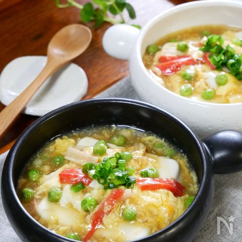 お豆腐ポン♪ふわふわ卵のカニ玉風あんかけ