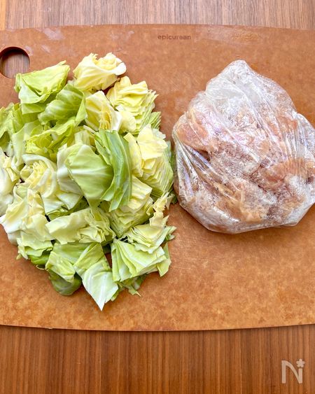 鶏キャベツうま塩とろみ炒め工程1