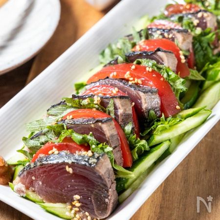 大葉が香る カツオとトマトのにんにくポン酢 By シゲパピ レシピサイト Nadia ナディア プロの料理家のおいしいレシピ