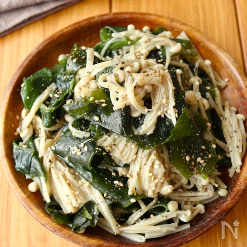 レンジで5分！【えのきとわかめの旨塩ナムル】やみつき副菜♩