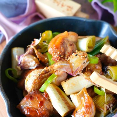 【食べたら焼き鳥】もも肉、にんにく、ねぎのズボラ焼き鳥