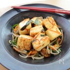 ニラもやしと豆腐の白だし炒め