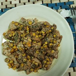 M＊Pの作ってみた!投稿(めちゃ旨♡豚肩ロースととうもろこしのオイスター照り焼き)
