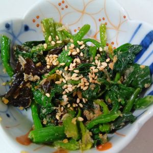 mmm10の作ってみた!投稿(旨味ましまし＆栄養満点♪『ほうれん草と海苔のごまおかか和え』)