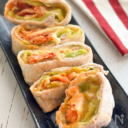 間違いない美味しさ！豚レタスキムチーズ巻き～レンジで簡単～