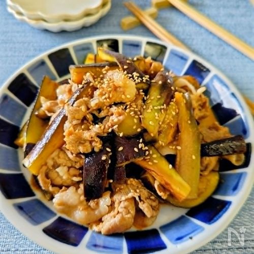 【豚肉とナスのさっぱり炒め】豚肉とお酢でダイエットしよう！