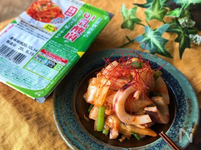 5分で出来る いかとニンニクの芽のキムチ和え By Maina 米山真衣 レシピサイト Nadia ナディア プロの料理家のおいしいレシピ