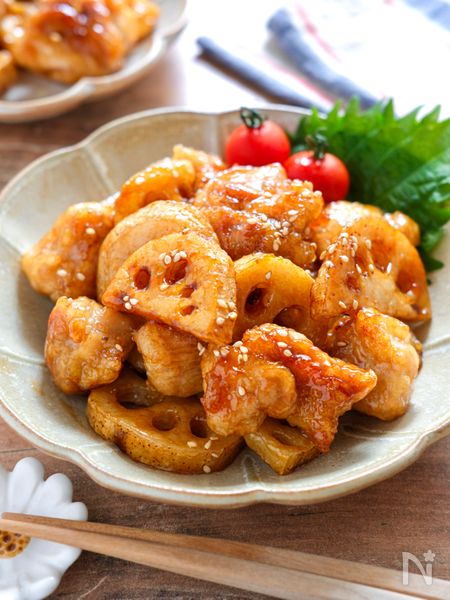 鶏とれんこんの甘酢炒め