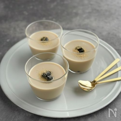 おせちリメイク♪【黒豆のほうじ茶豆乳プリン】