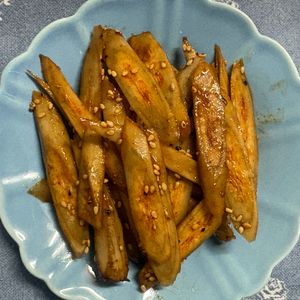 チョビの助の作ってみた!投稿(レンジで5分！【ごぼうの韓国風旨辛和え】胡麻油香る♩)
