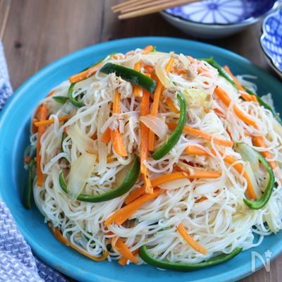 ツナと野菜のそうめんチャンプルー