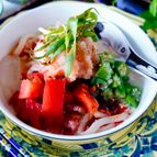 【火を使わない】めんたいとツナトマトの冷やし豆乳担々うどん