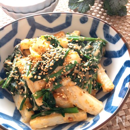 シャキホク美味しい レンチンで長芋とほうれん草のサラダ By ともきーた 伊藤 智子 レシピサイト Nadia ナディア プロの料理家のおいしいレシピ