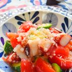 「タコとトマトのサラダ」トマトから出たジュースのドレッシング