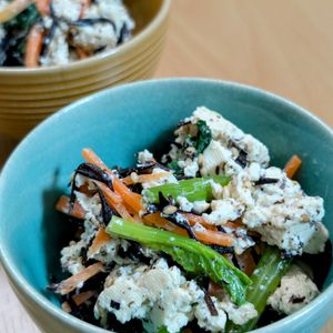 まゆのの作ってみた!投稿(【ひじきと豆腐の和風マヨ】レンジで完成！お豆腐サラダ♡)