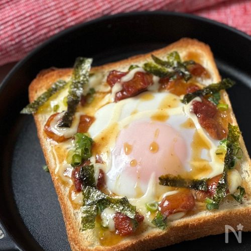 缶詰で簡単♡火を使わない！和風照りたまトースト