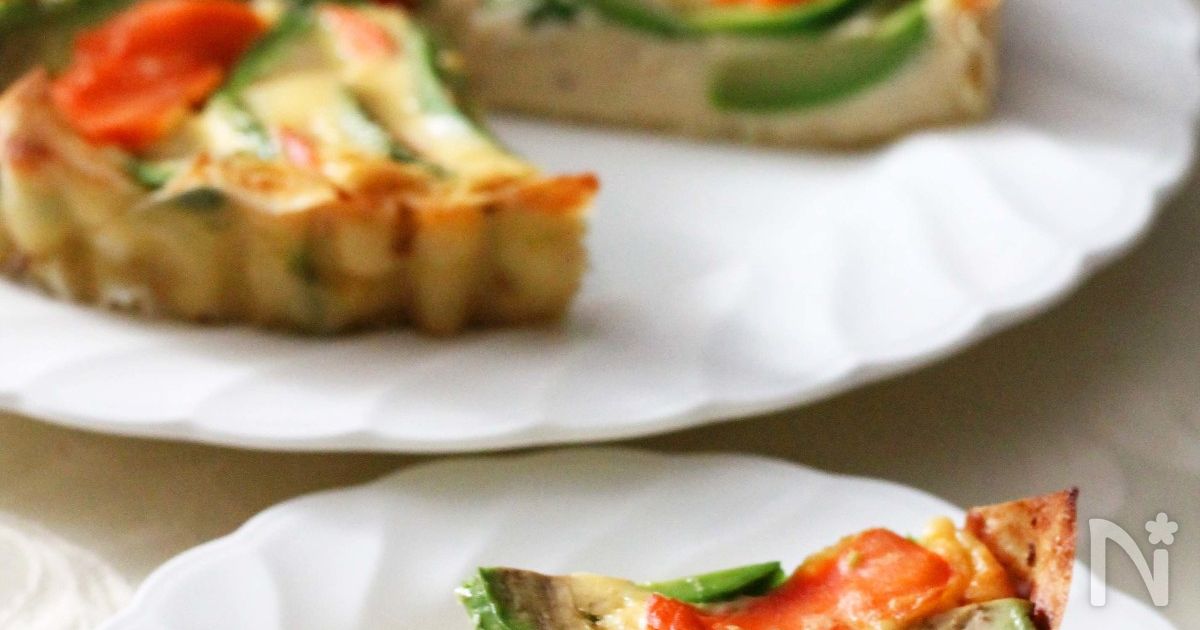 春巻きの皮deアボカドとスモークサーモンのお豆腐キッシュ